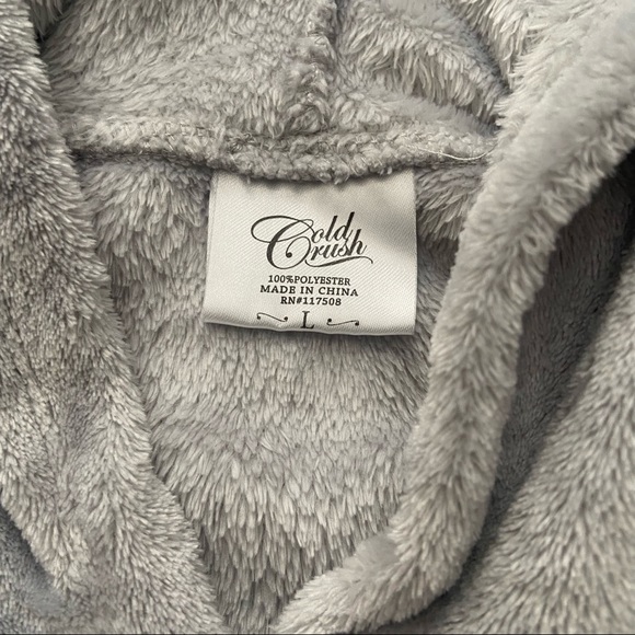 Cold crush Talk to the hand gray plush hooded sweatshirt size Large - Picture 2 of 5